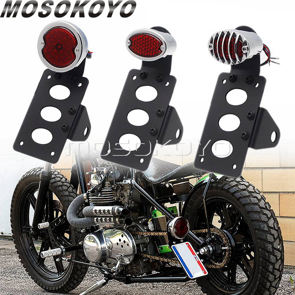 Задний стоп-сигнал с боковым креплением для Harley Bobber Chopper с кронштейном номерного знака для уличного Спортивного Велосипеда Yamaha, Kawasaki, BMW