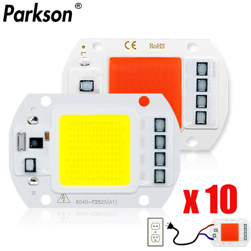 Lámpara LED de espectro completo para crecimiento de plantas, diodo de Chip LED de 110V y 220V, sin necesidad de controlador, foco de luz de inundación, 10 unids/lote