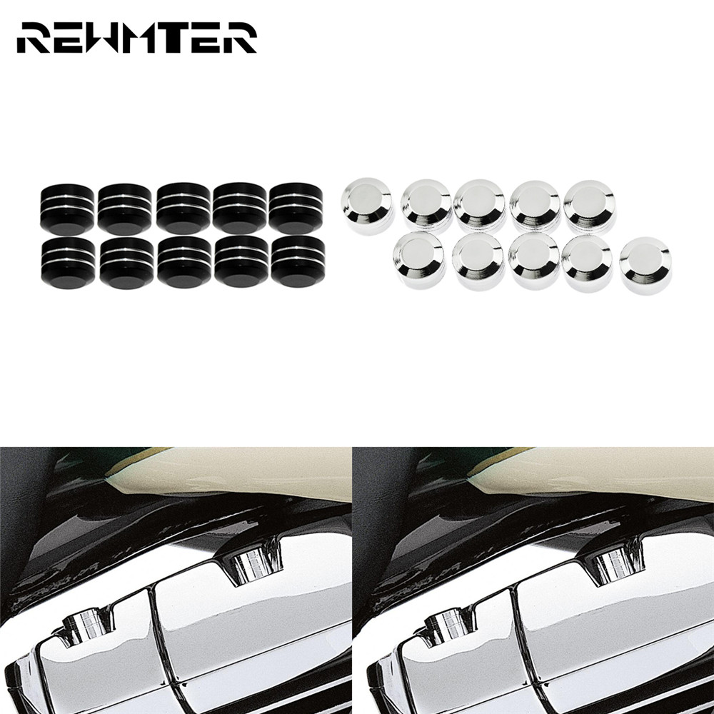10XMotorcycle หัว Bolt หมวก Schrauben Topper สกรู9มม.สีดำ/Chrome สำหรับ Harley Touring Twin Cam Dyna sportster XL Softail