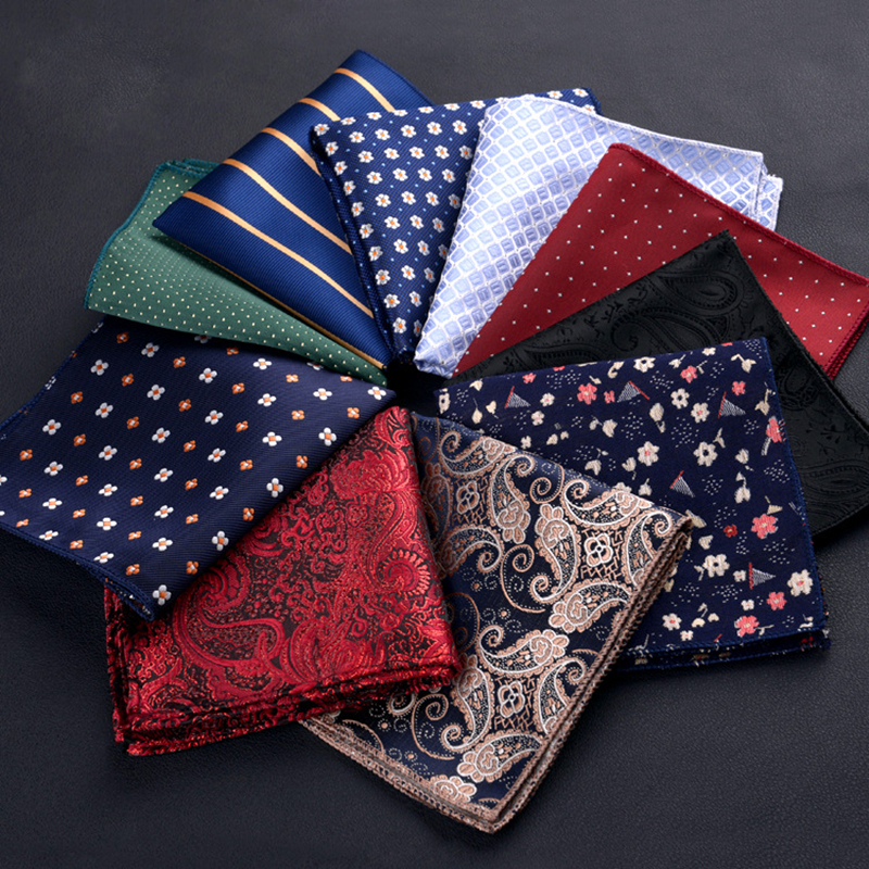 Moda masculina pescoço gravata lenço bordado terno masculino casamento bolso de seda quadrado luxo paisley listrado lenço vermelho