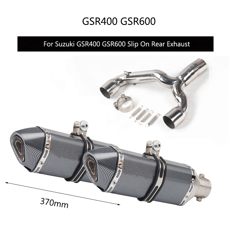 Untuk Suzuki GSR400 GSR600 Pipa Knalpot SLIP ON Belakang Knalpot Muffler Pipa Motor Mid Link Pipa dengan Kiri Kanan Peredam 51 Mm