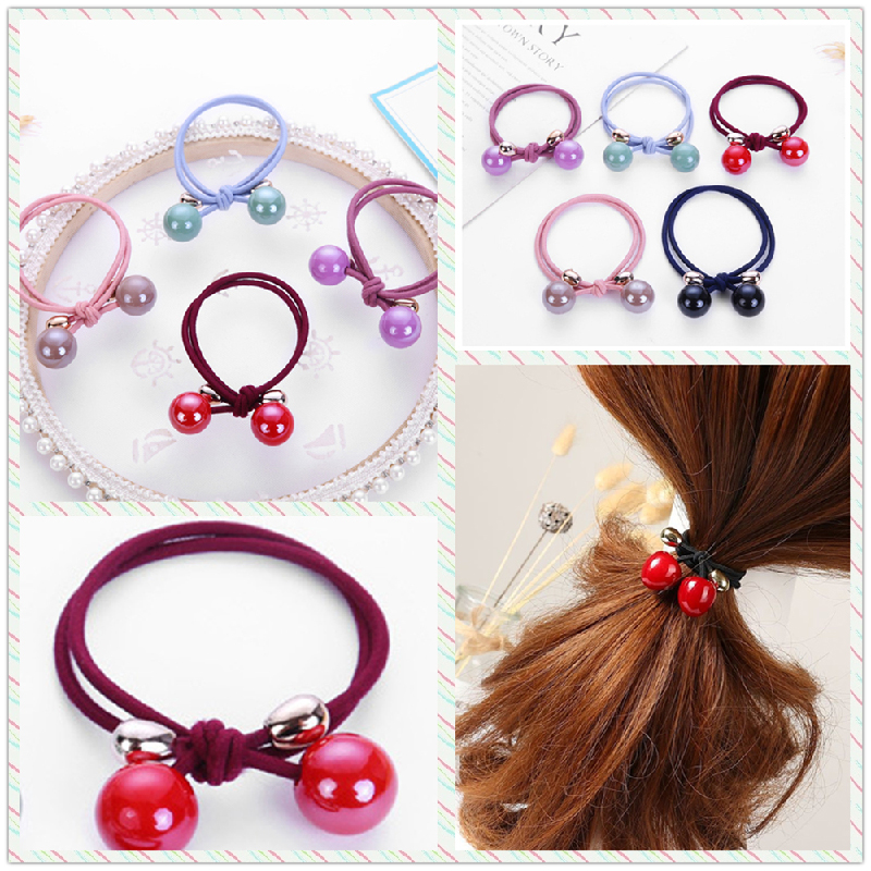 Schattige Meisjes Snoep Kleurrijke Haarbanden Kleine Stevige Dubbele Bal Elastische Touw Handgemaakt Zoete Vrouwen Kinderen Rubberen Band Haar Accessoires