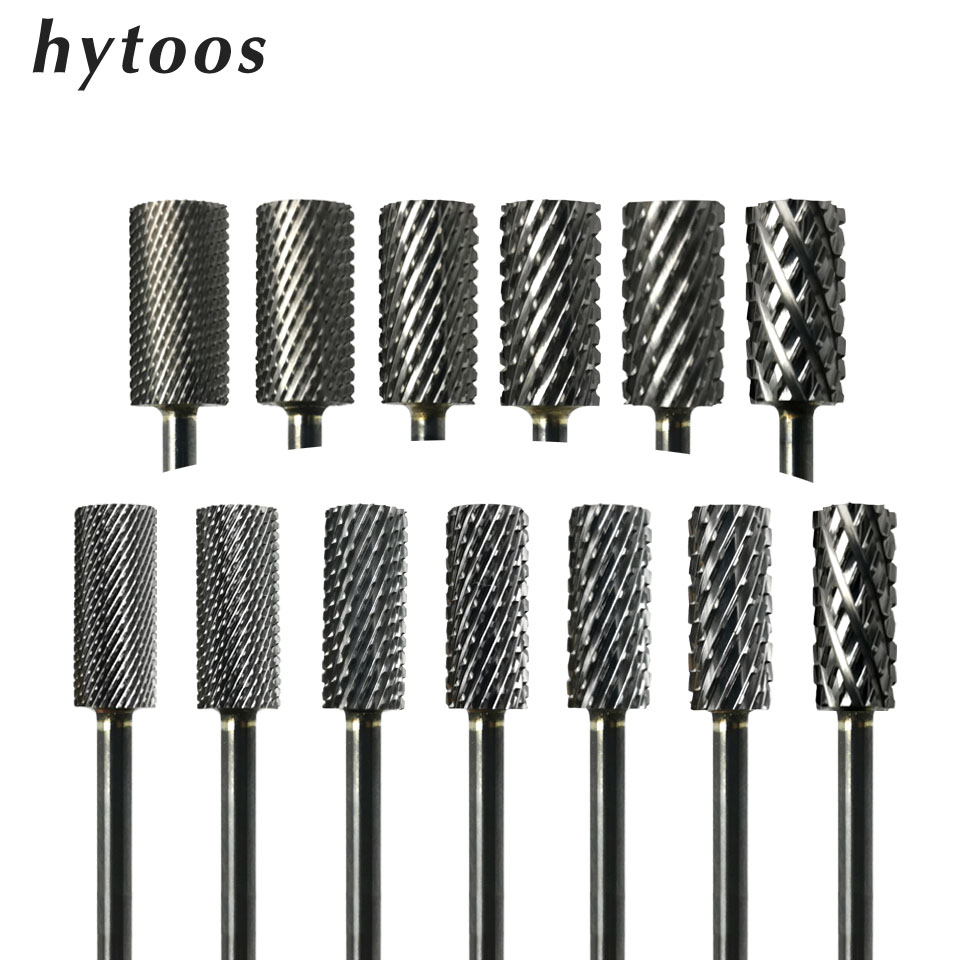 HYTOOS Barel Kuku Bor Bits 3/32 "Karbida Kuku Bit Rotary Manikur Pemotong Kuku Aksesoris Gel Penghapusan Penggilingan Cutter Alat