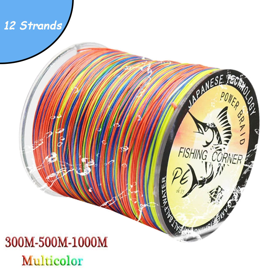 12 spleciona żyłka wędkarska 300mm 500m PE Multifilament wielokolorowa żyłka Super silny japonii linka wędkarska drut wędkarski słonowodnych