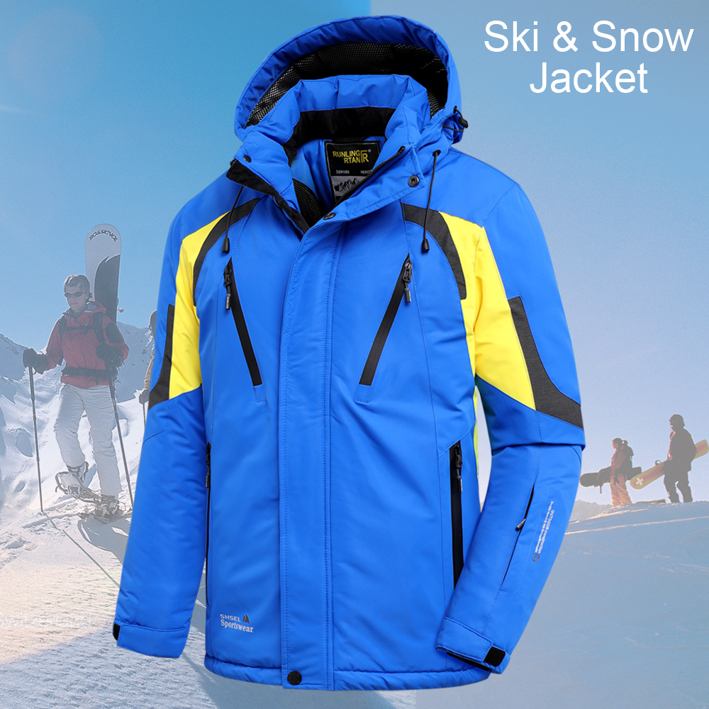 Parka de lã grossa impermeável masculina, casaco quente, parka de neve premium, casaco casual com capuz, outwear de jet ski ao ar livre, inverno, novo