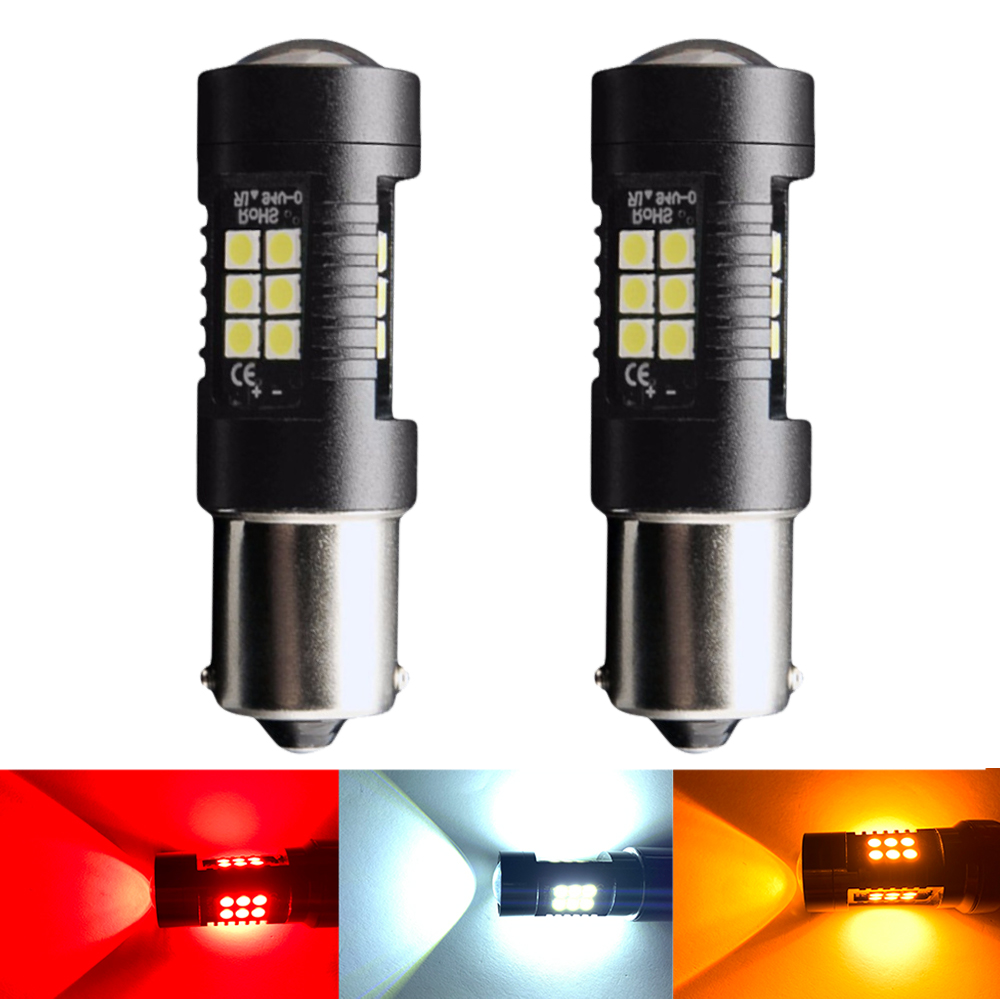 2 Buah Lampu Bohlam Led Mobil Putih 1156 BAU15S BA15S P21W PY21W 1157 P21/5W BAY15D Lampu Parkir Otomatis Lampu Mundur Putih Merah 12V