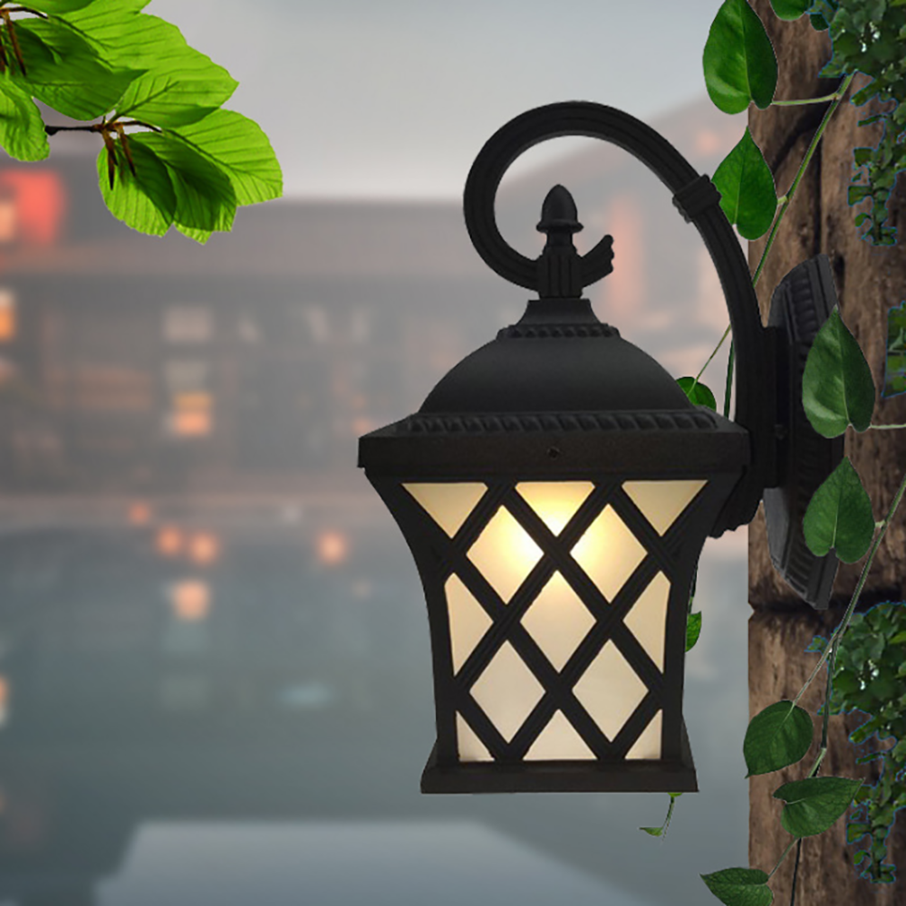 SANDIY Aplique de Pared Exterior Vintage Porche Lámpara Retro Lámpara de Pared Aluminio Negro +Cristal para Villa Balcón Pasillo Jardín Terraza Patio Exterior Iluminación Accesorios Impermeable IP65 110V-240V