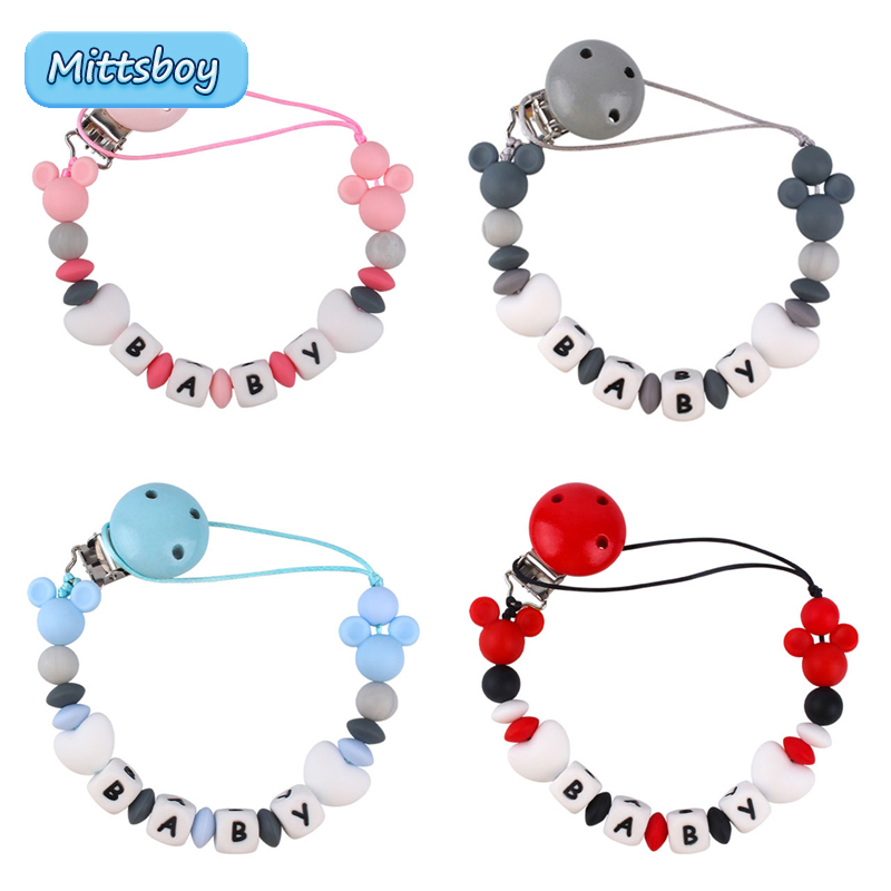 Novo personalizado feito à mão nome personalizado letras de silicone contas chupeta clipes corrente mordedor do bebê titular pulseira mastigar presente de enfermagem
