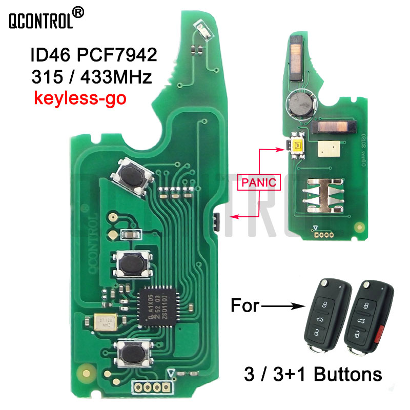 QCONTROL-llave remota inteligente para coche, placa de circuito electrónico para VW, Volkswagen, Touareg, Phaeton, 3D0959753AK, ID46, Chip 7942, sin llave