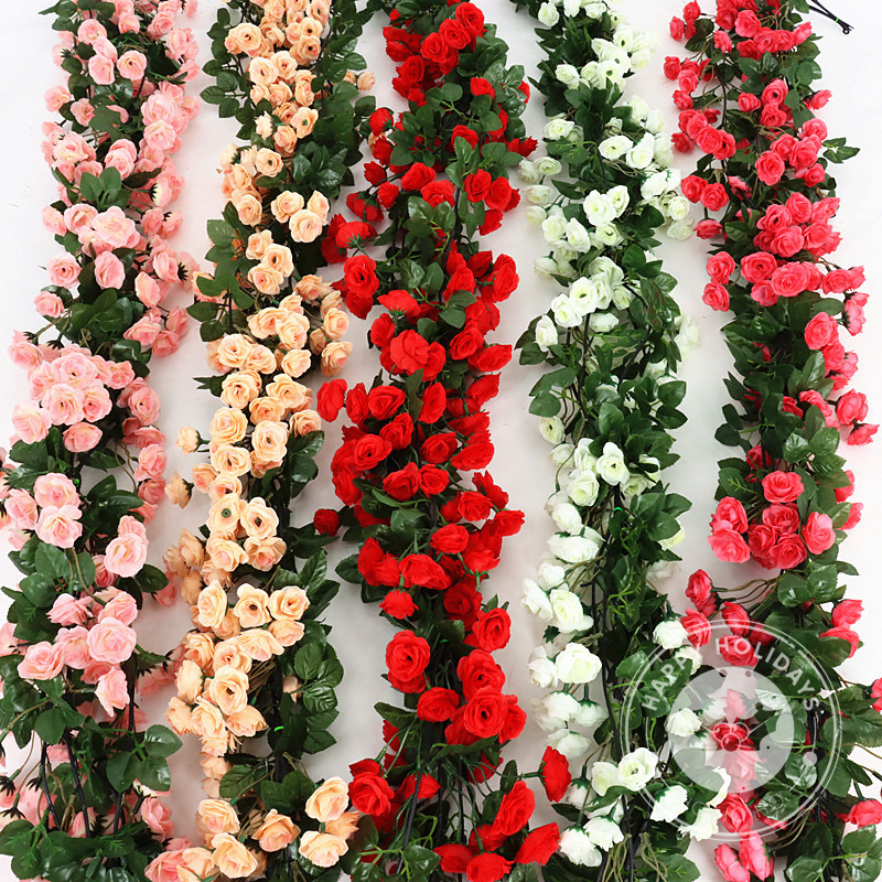 2 pçs/lote 220cm rosa cana imitação flor falsa festa de aniversário festivais de casamento decoração do quarto vermelho amarelo rosa roxo 9 rosas