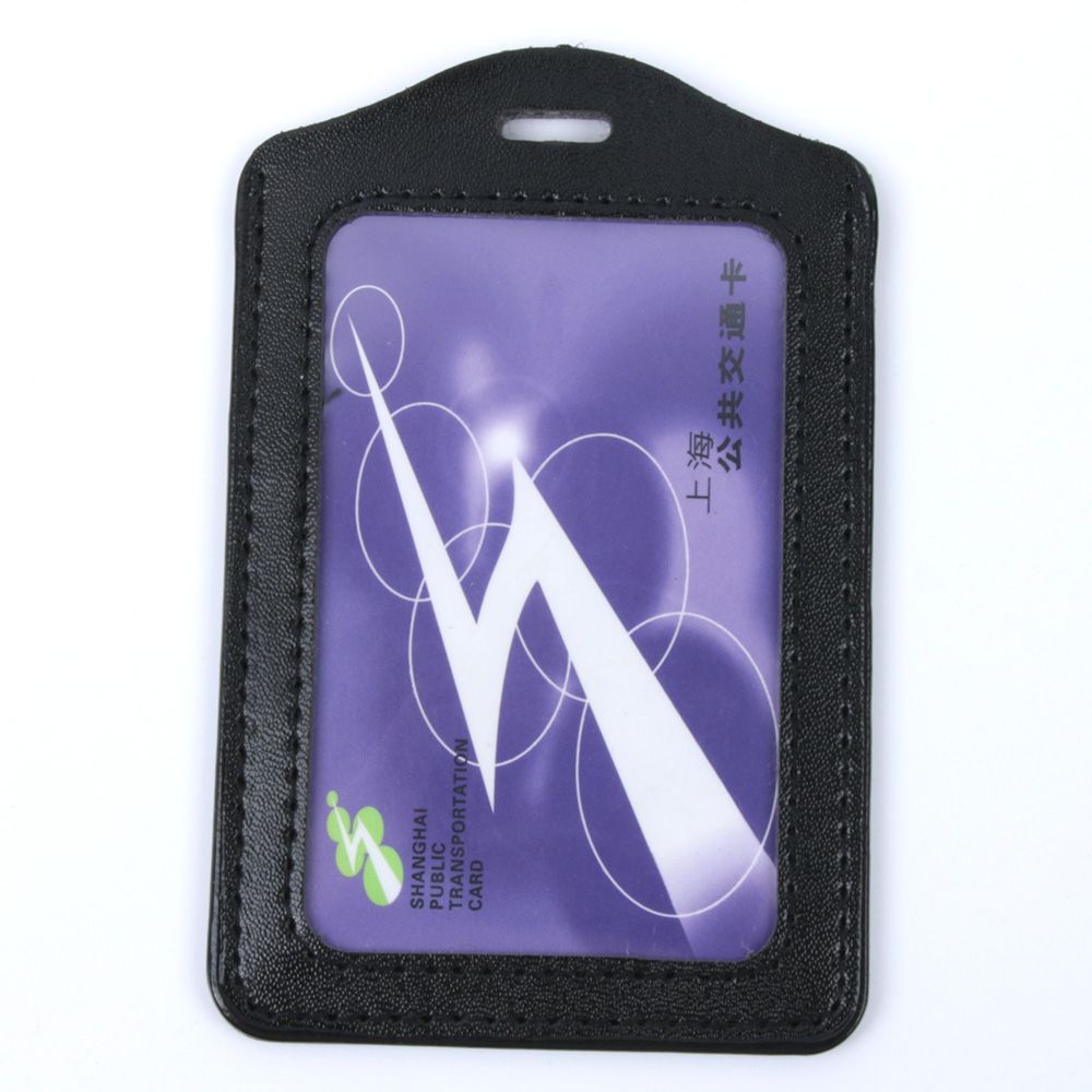Portatarjetas de cuero Pu, funda transparente y de Color, cordón para borde, agujeros, accesorios para identificación de crédito bancaria, venta al por mayor