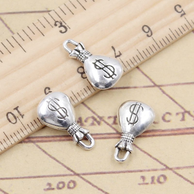 20pcs Pendenti E Ciondoli Del Raccoglitore Del Dollaro Dei Soldi Della Borsa 17x9mm Argento Tibetano Colore Pendenti Con Gemme E Perle Antico Monili Che Fanno FAI DA TE Fatti A Mano mestiere