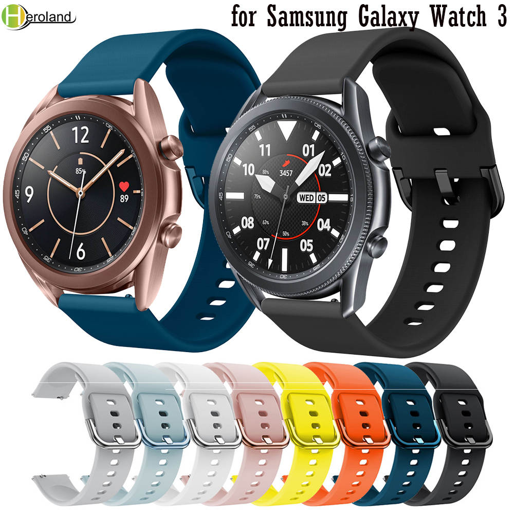 Pulseira de silicone para samsung galaxy watch 3 45mm 41mm 42mm 46mm pulseira esporte inteligente pulseiras 20mm 22mm pulseira