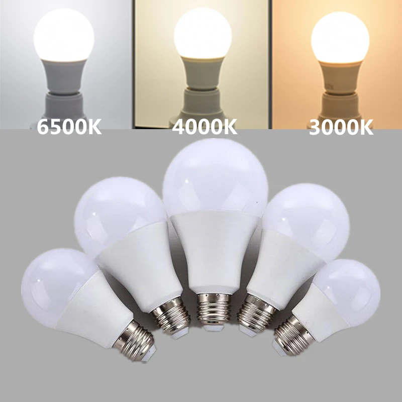 E27 lampu bohlam LED, lampu bola Bubbe hemat energi 4000k putih 6500k putih hangat 3000k 220V 230V 5W 7W 9W 12W 15W