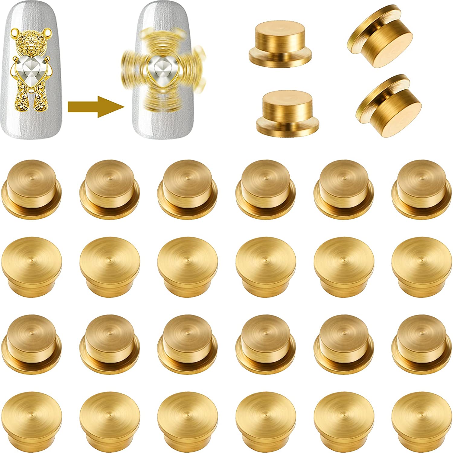 15 stuks draaiende nagelbedels 3D nail art roterende charme roterende lager nail art tool nagelringen sieraden roterende nagelgereedschappen