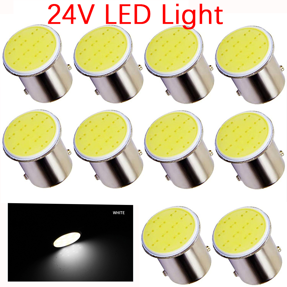 10 шт. Автомобильные светодиодные лампы 1156 BA15S COB * 12SMD для грузовиков DRL дневные ходовые огни 1157 BAY15D обратная стоп-сигнальная лампа 24 В аксессуары