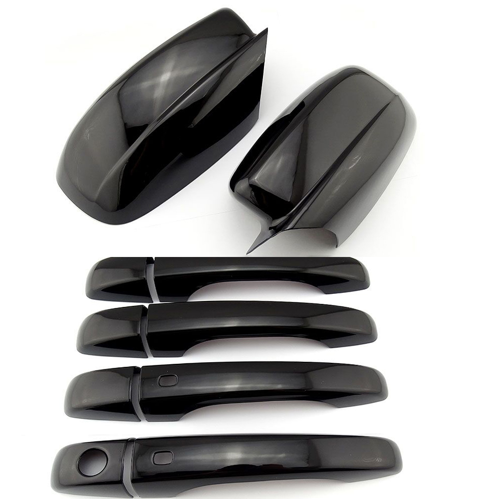 Carro Maçaneta Da Porta Guarnição Tampa, Espelho Lateral Capas, Preto Brilhante Cromado, ABS, Chrysler 300, 300C, 2011-2016