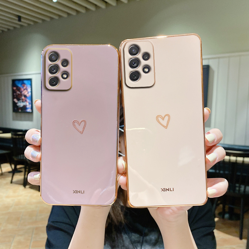 Amor coração caso de telefone em para samsung galaxy a32 a 32 a52 a72 a 52 4g 5g a52s a53 a23 a33 a73 a12 a54 a34 silicone capa luxo