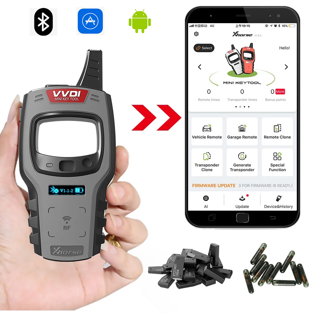 Xhorse-Mini herramienta de llave VVDI versión Global, programador de llave de coche, compatible con Chip Super clon, IOS, Android, Bluetooth