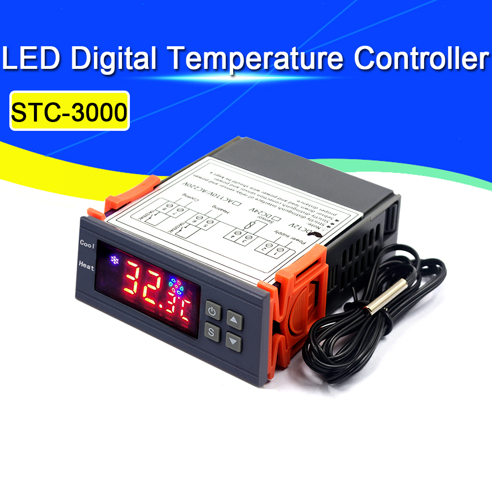 STC-3000 Presisi Tinggi 12V 24V 220V Termostat Digital Pengendali Suhu Termometer Sensor Higrometer