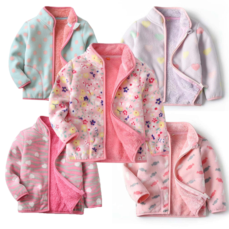 2-6t flores todos impressas novas meninas outwears velo para inverno outono jaquetas de bebê casacos flores crianças meninas jaqueta