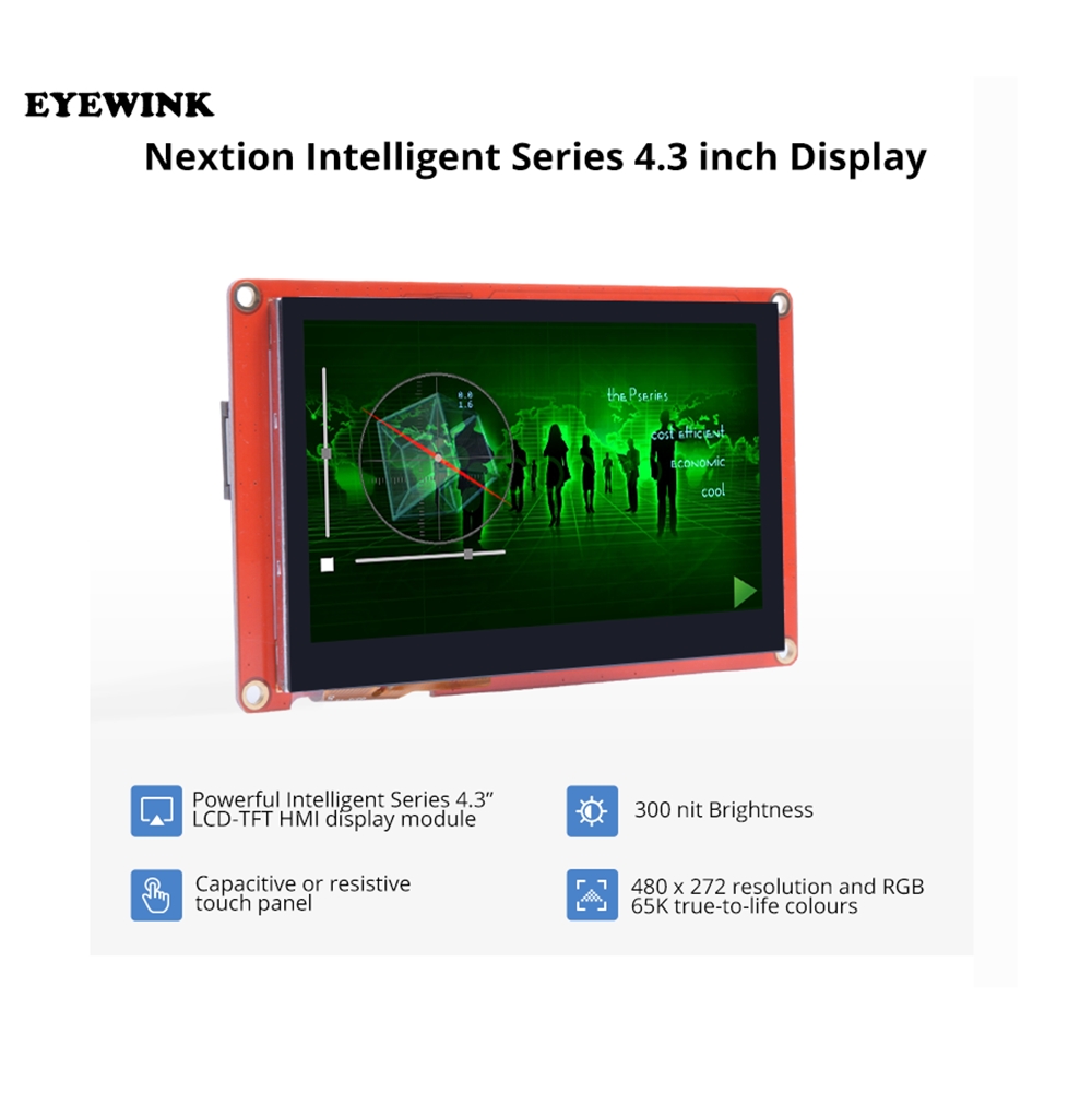 Nextion-Módulo de pantalla LCD-TFT HMI de 4,3 pulgadas, serie inteligente, Panel táctil capacitivo/resistivo de Color RGB 65K sin carcasa