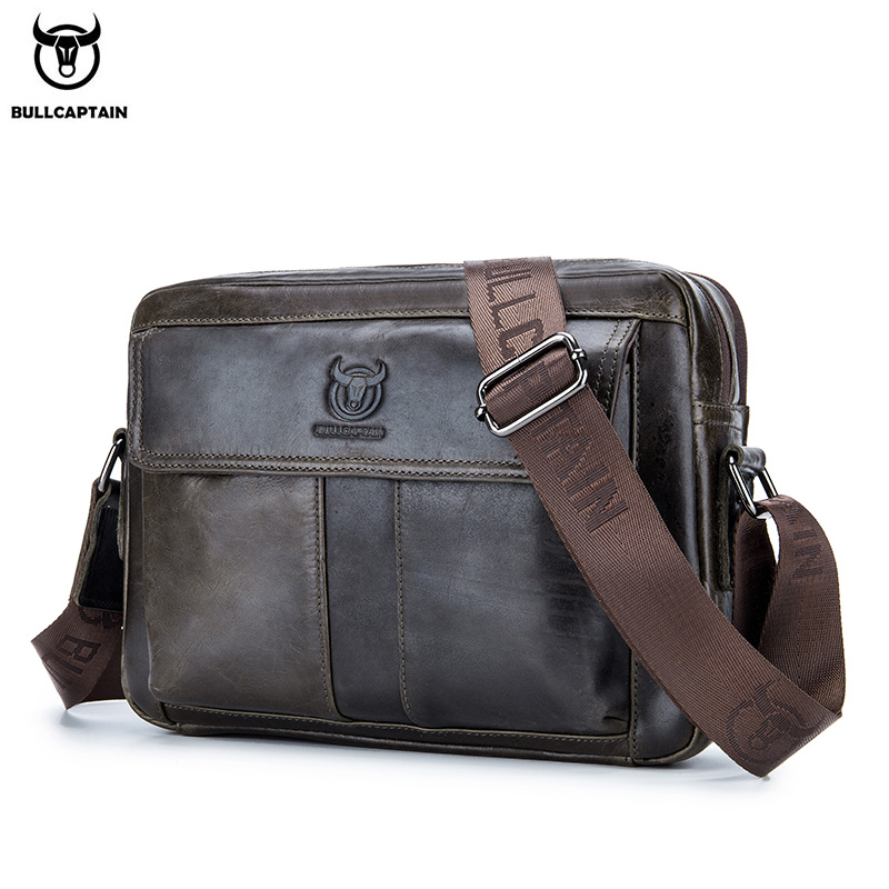 BULLCAPTAIN Crossbodytas voor heren van echt leer, grote capaciteit, casual multifunctionele handtas, een mode-bedrijfsaktentas