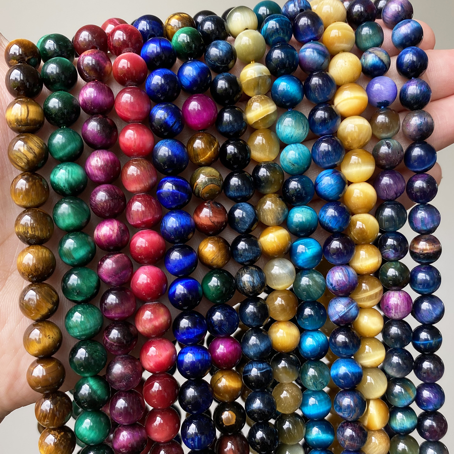 Commercio all'ingrosso Pietra naturale Marrone Giallo Verde Multicolor Occhio di tigre Perline rotonde 15''Pollici 4 6 8 10 12MM Scegli la dimensione per la creazione di gioielli