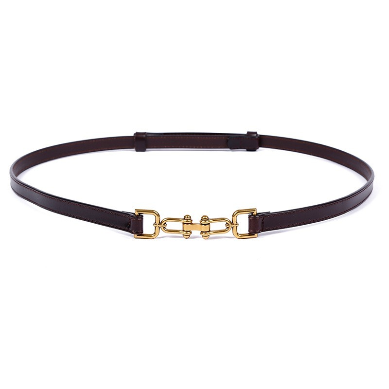 Cinto ajustável para ferraduras, cinto fashion de alta qualidade para mulheres de couro de vaca, saia decorativa fina, retrô
