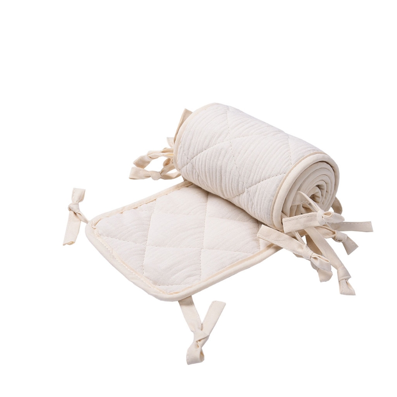 Tira protección pared para cuna bebé, cama algodón, costura anticolisión y antimordedura, borde
