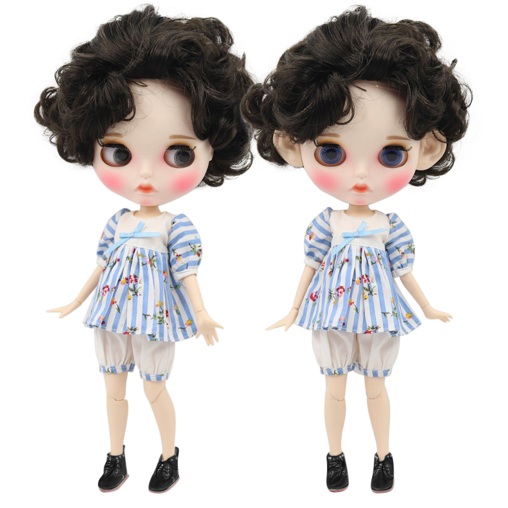 ICY DBS Blyth pop 1/6 speelgoed witte huid gezamenlijke lichaam bjd zwart haar mat gezicht met wenkbrauw aangepaste pop 30 cm