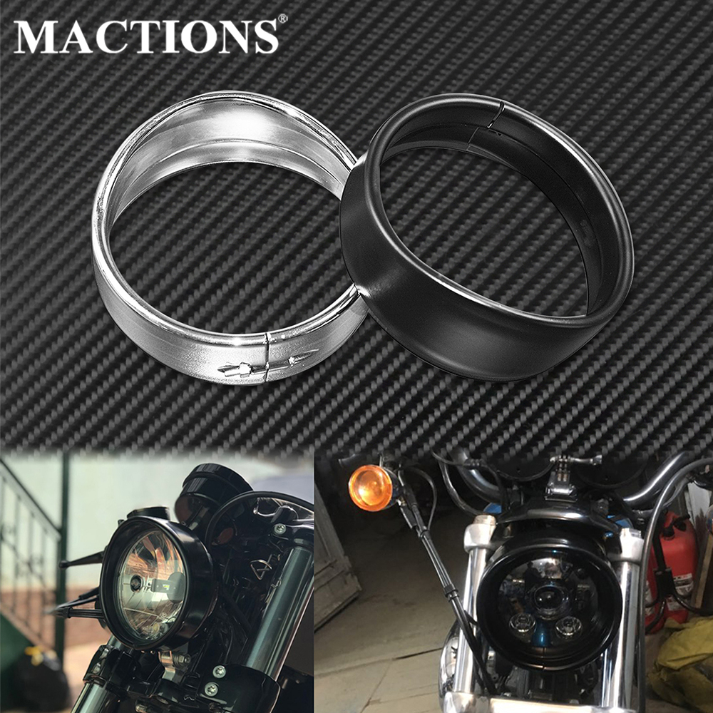 Motorfiets 5.75 "Koplamp Lamp Bezel Trim Ring Zwart/Chroom Voor Harley Sportster XL 883 883N 1200 Dyna Softail FXLR FXST FXSTB