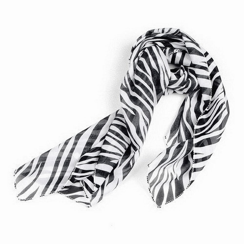 Sodial (r) tiras zebra de chiffon preto e branco, lenços listrados para mulheres, envoltório pashmina para presente