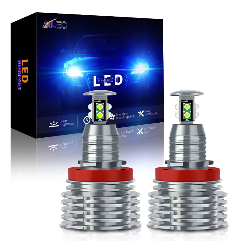 AILEO H8 LED H11 H9 Angel Eyes Halo Ring Light Лампа HID Xenon 6000K Для BMW E92 E60 E61 E63 X5 E70 X6 E71 E90 E91 E93 M3 E89 E82