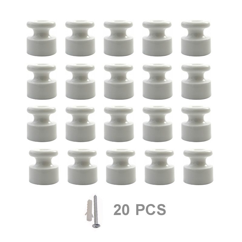 20Pcs/set Ceramic Insulator Porcelain Shackle Insulator for Retro Wiring