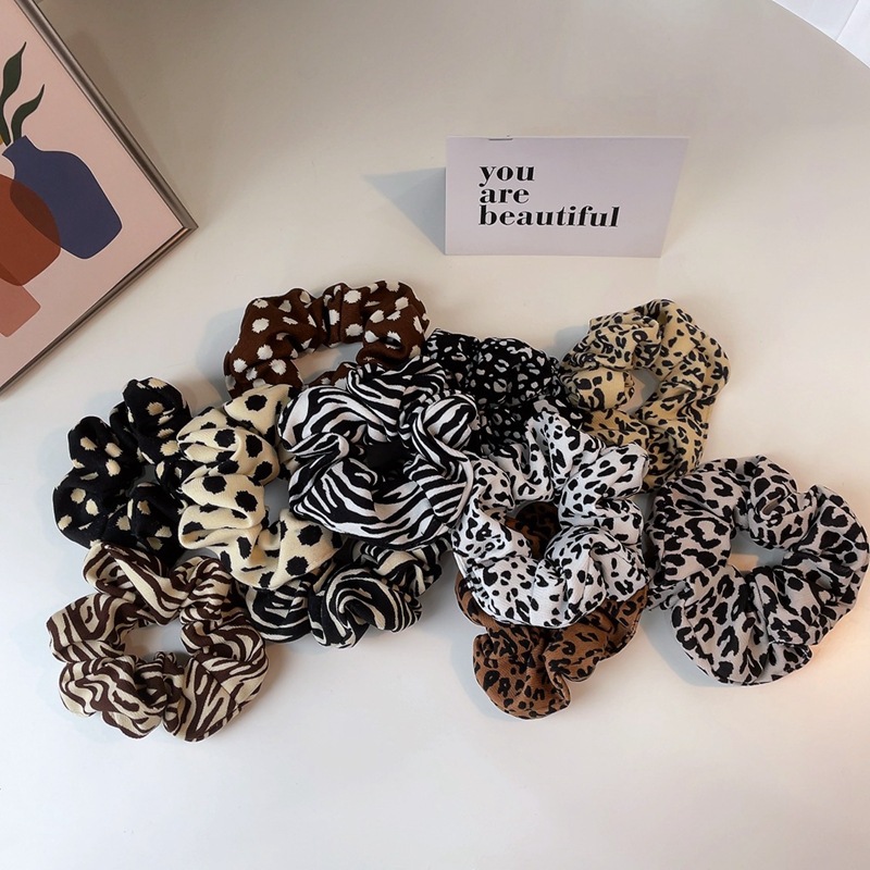 Elástico de cabelo de tecido de leopardo, faixas elásticas para cabelo, mulheres, meninas, veludo, ponto, zebra, rabo de cavalo, laços de cabelo, acessórios de moda para cabelo
