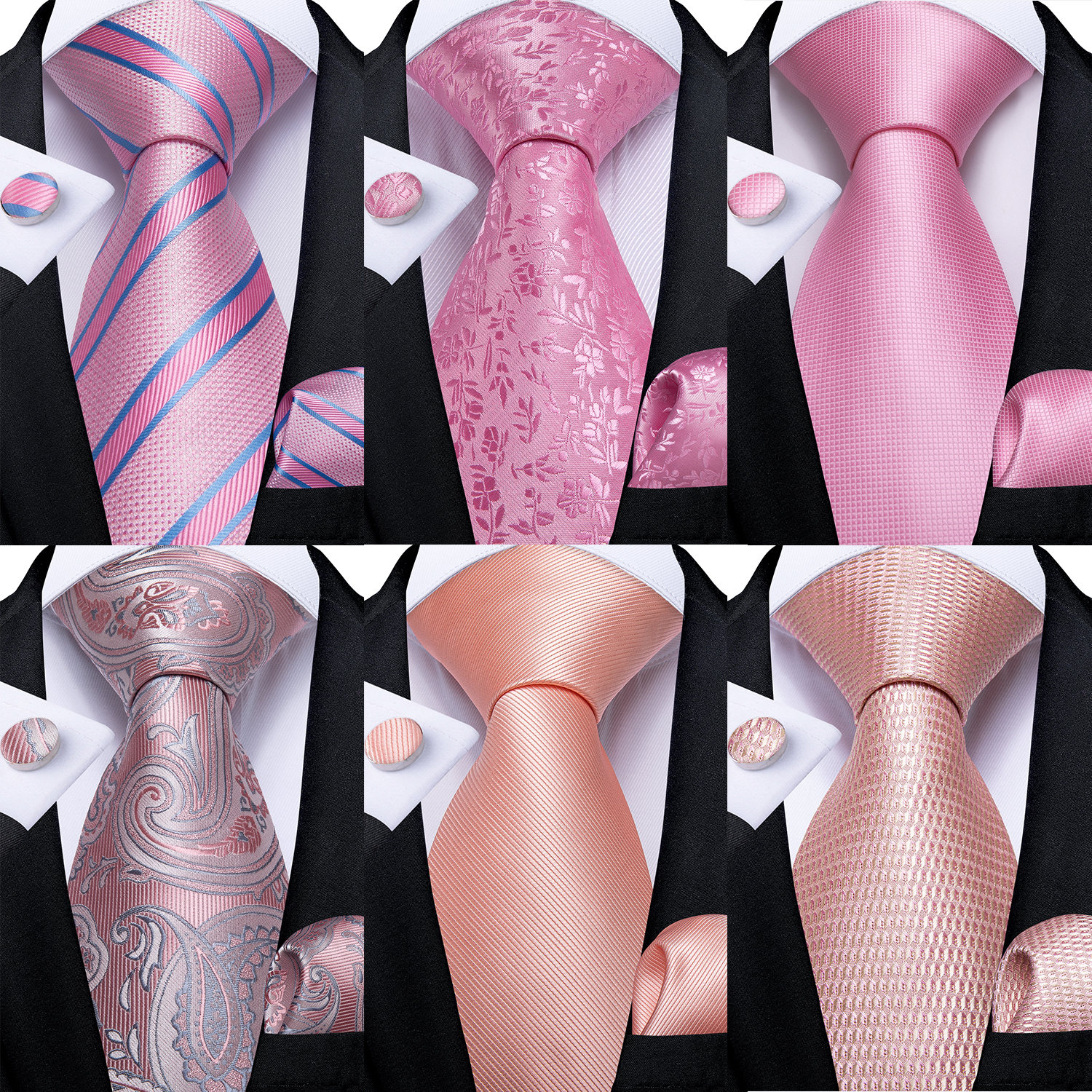 Hoge Kwaliteit Roze Gestreepte Paisley Mannen Stropdas Set 8Cm Business Wedding Party Accessoires Mannen Stropdas Zakdoek Set Mannen gift Dibangu