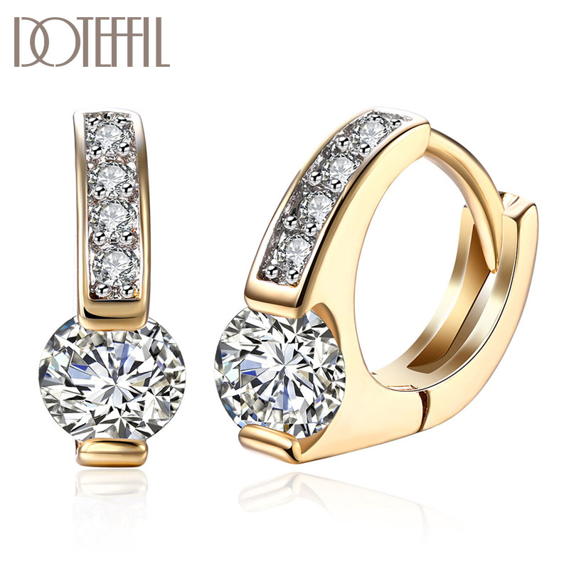 DOTEFFIL – boucles d'oreilles en argent Sterling 925 pour femme, bijoux en or 18K, Zircon AAA, diamant, à la mode, cadeau de fête de fiançailles et de mariage