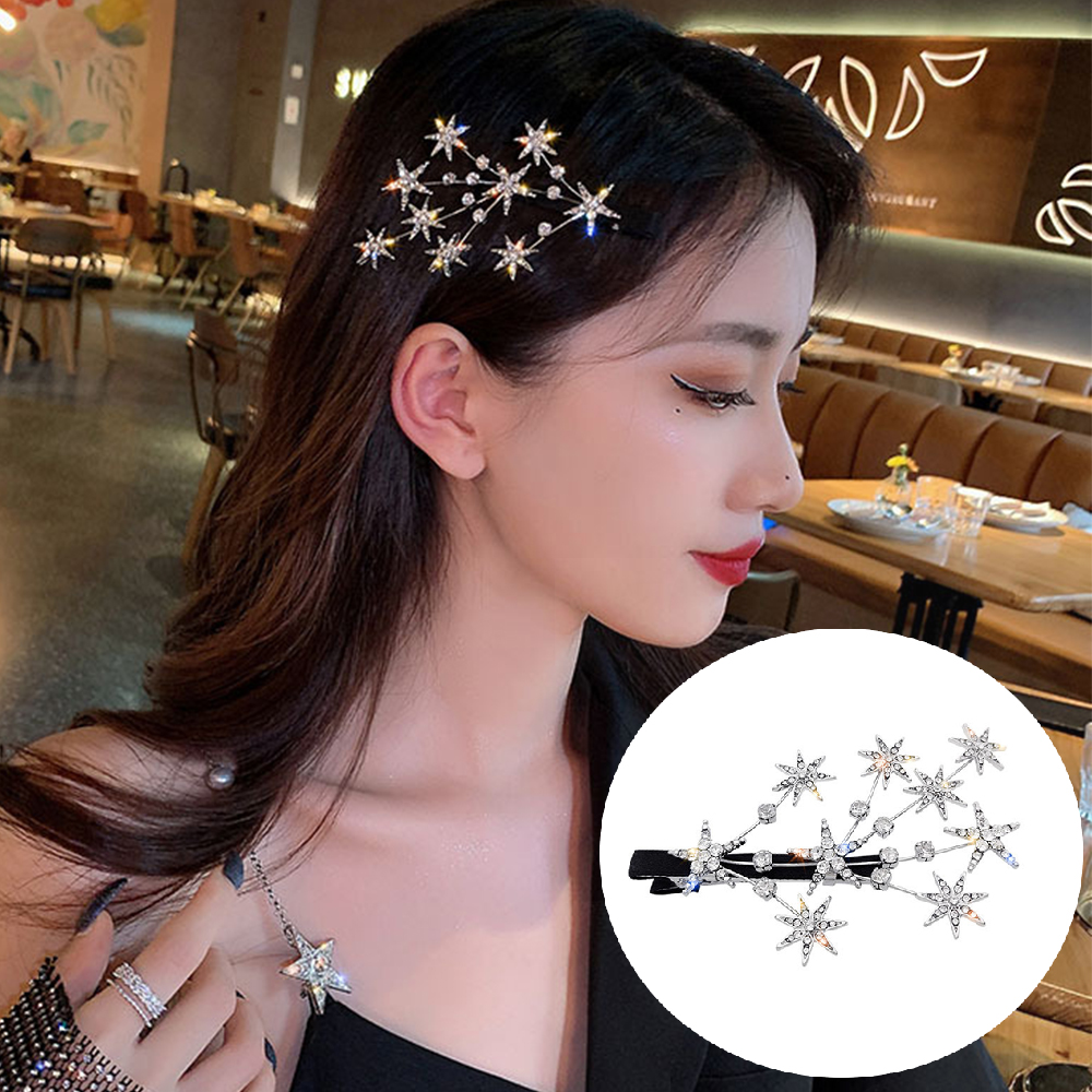 Nuevas mujeres de lujo elegante brillante estrellas completas plata oro pinzas para el cabello dulce adorno para el cabello diadema horquilla accesorios para el cabello de moda