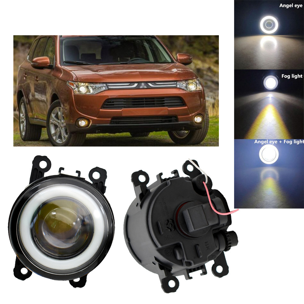 Luces antiniebla LED para parachoques delantero de coche Mitsubishi Outlander, luces antiniebla con lente, estilo de Ojos de Ángel, 2012-2016, Triton ML MN 06-15, 2 piezas, nuevo