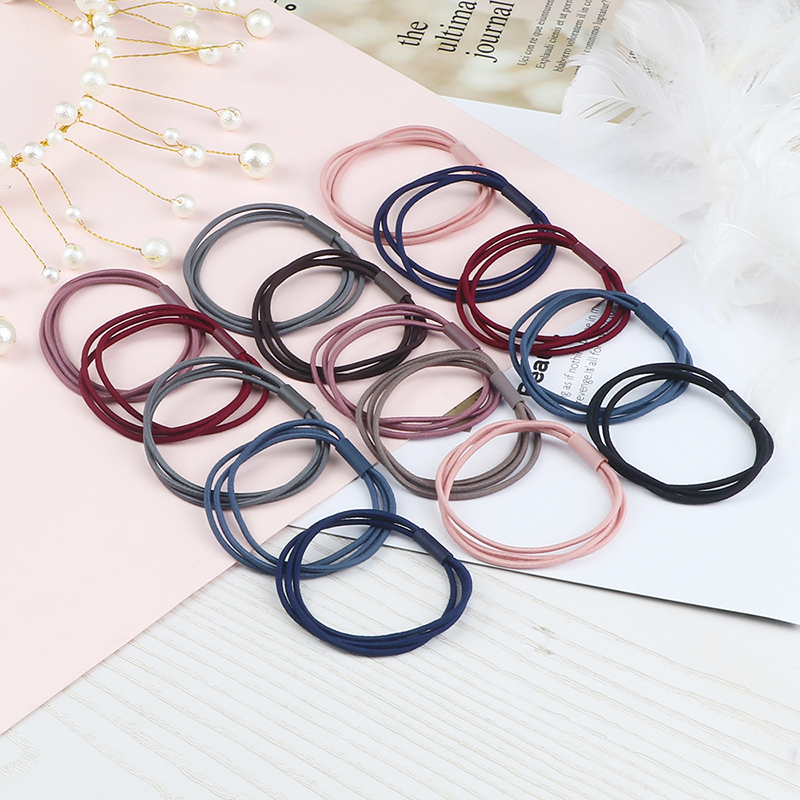 10 sztuk/partia podstawowe kobiety dziewczyny opaski do włosów elastyczna gumka proste moda akcesoria do włosów trzy nici Scrunchies Holder prezenty