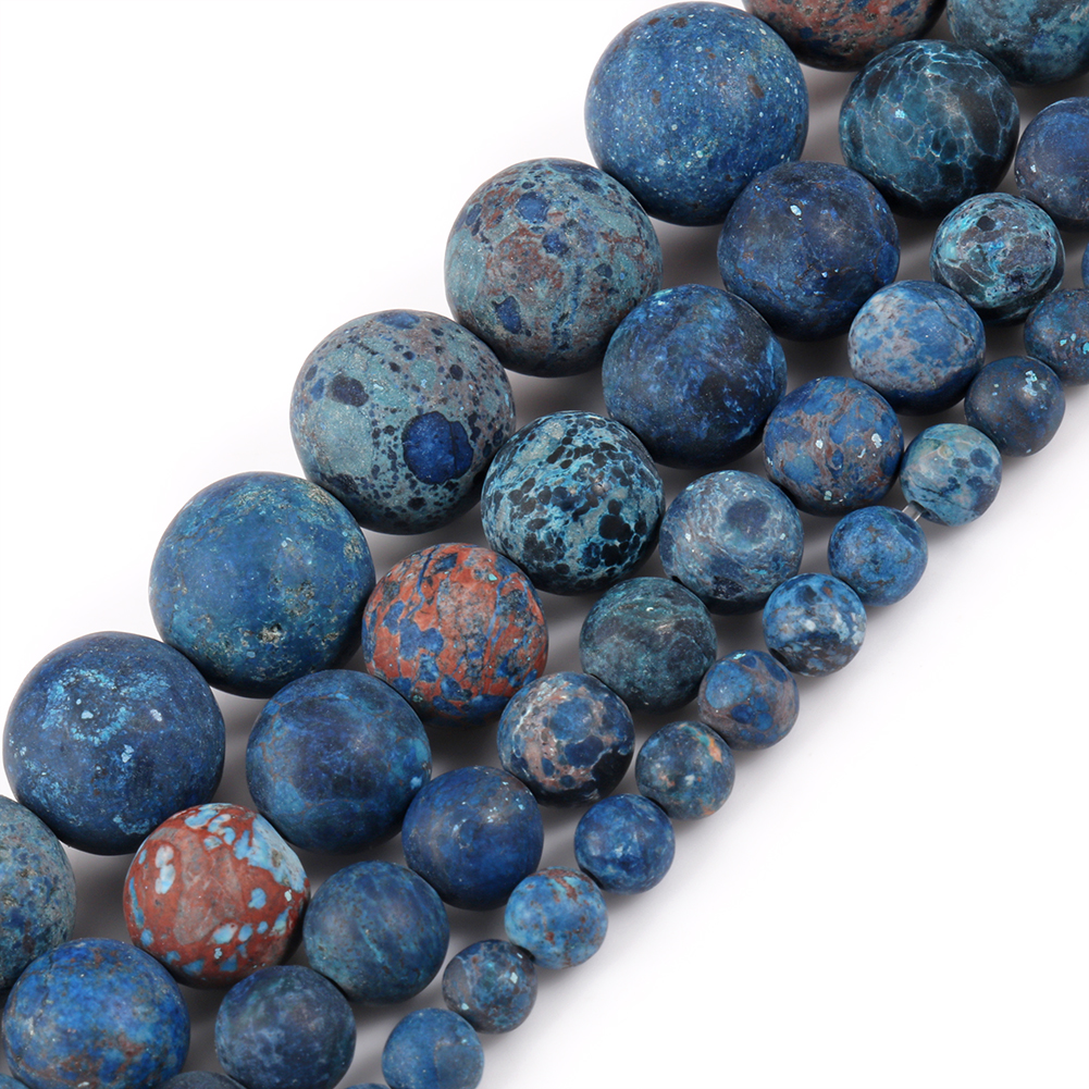 Manik-manik Batu Longgar Bundar Howlite Matte Pirus Biru Amerika Alami untuk Membuat Perhiasan Aksesori Gelang DIY 15 ''4-10Mm