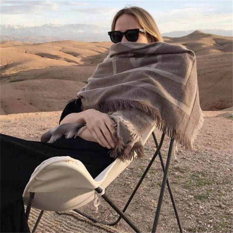 Inverno macio cachecol de caxemira feminino cachecóis geométricos letras xales envolve engrossar quente unisex cobertor básico borla pashmina stoles