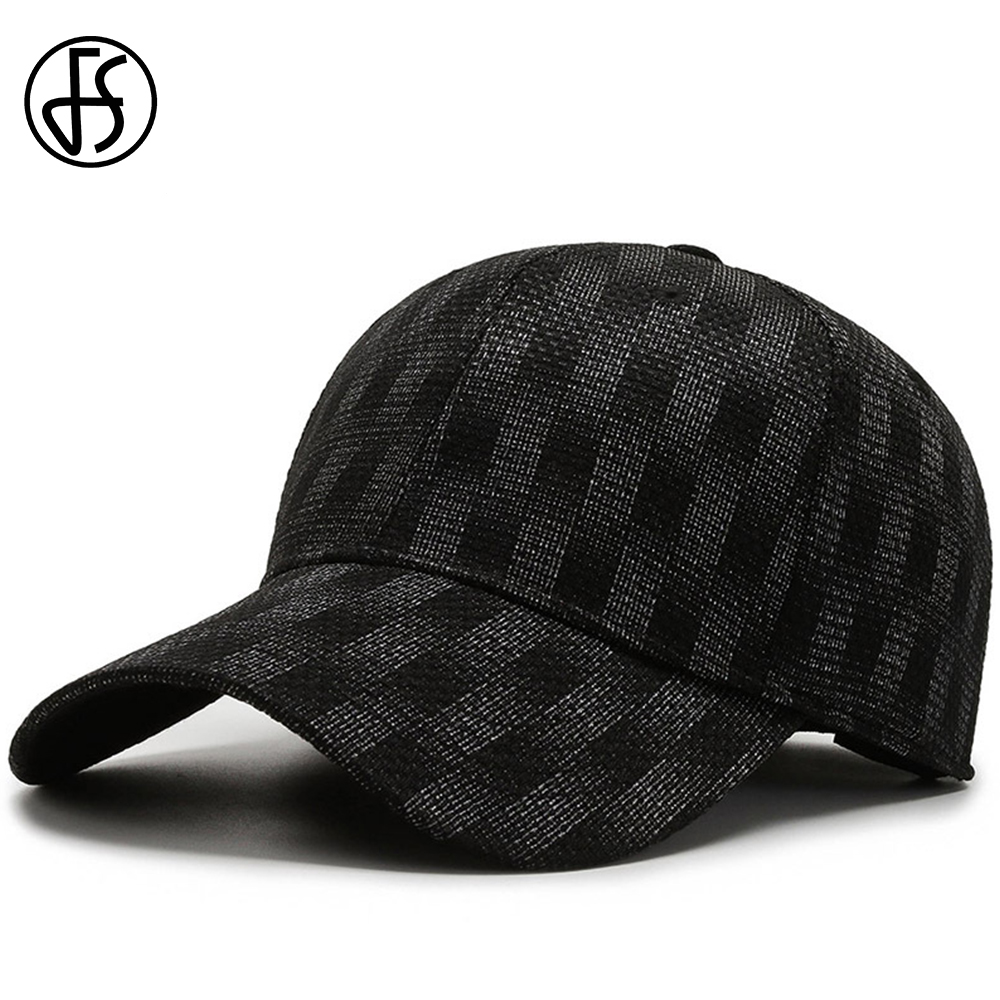 Czapki baseballowe FS Vintage w czarno-szary brytyjski wzór w kratę dla mężczyzn, bawełniane czapki elastyczne dla kobiet, luksusowa markowa czapka designerska, casquette homme.