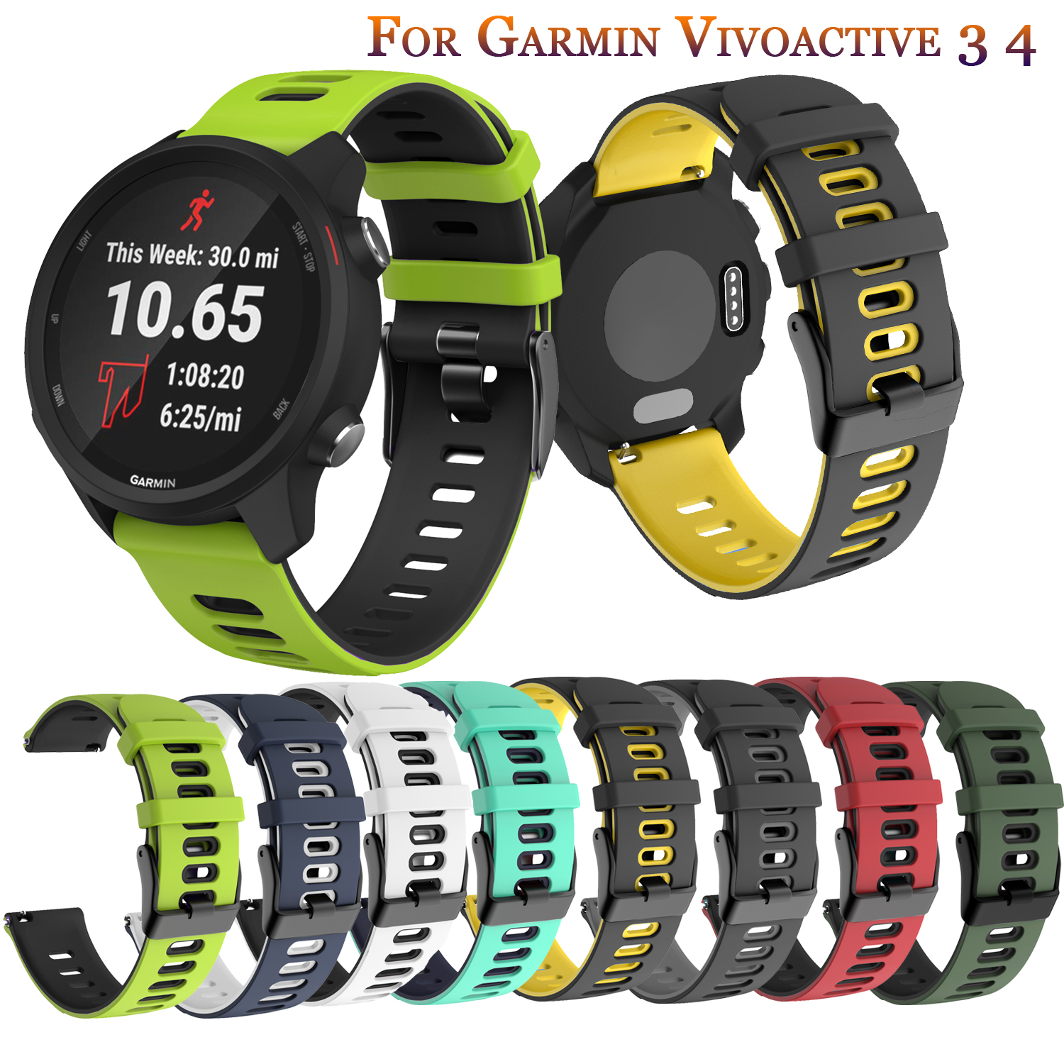 Ốp Dây Đeo Thay Thế Cho Vòng Đeo Sức Khỏe Garmin Forerunner 245M 645 Vivoactive3 Vivomove HR Venu Dây Đeo Tay Cho Vivoactive 3 4 Dây Đồng Hồ