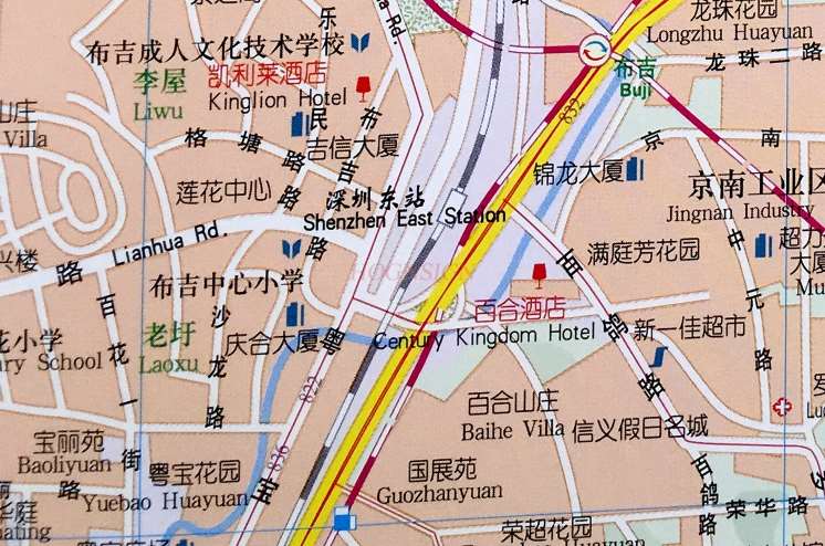 深セン市、道路地図、中国地図、深セン地図、道路地図地図地図の中国語翻訳都市地図トラフィックマップ