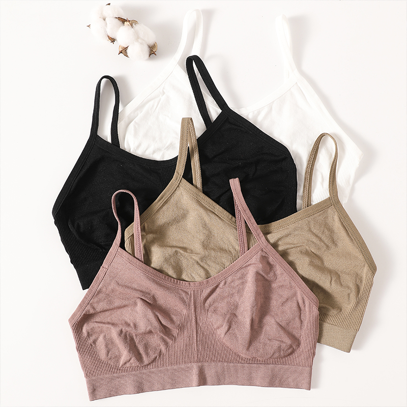 Bra Nirkabel Wanita Bralette Kamisol Bergaris Tanpa Lengan Olahraga dengan/Tanpa Bantalan Pakaian Dalam Lingerie Seksi M-L Intimates