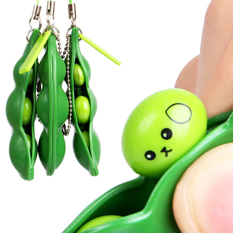Brinquedo fidget peapod mole espremer ervilha em uma pod edamame feijão ervilha expressão ornamento estresse aliviar brinquedos antiestresse