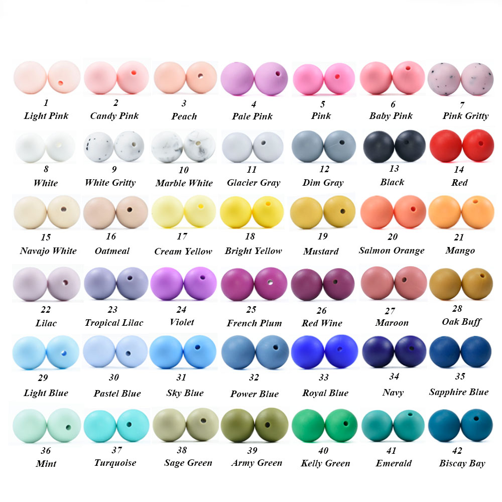 Cuentas redondas de silicona para collar de dentición, abalorios para masticar sin BPA, accesorio de lactancia para recién nacido, multicolor, 12-15 MM, 100 unidades