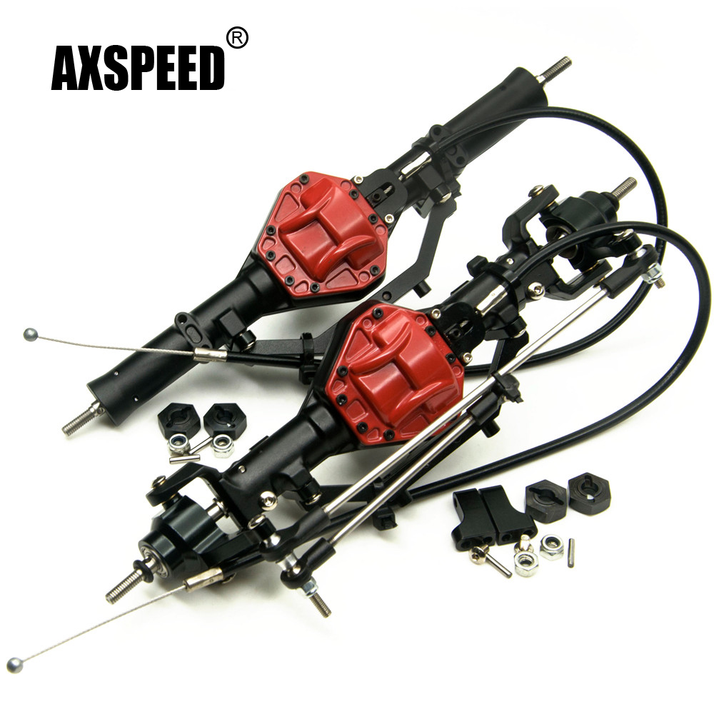 Передний и задний мост AXSPEED 1:10, гусеничный, для радиоуправляемого автомобиля, Полный металлический сплав, с замком, SCX10, CC01, F350